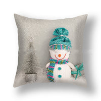 HKM-388627 Christmas Snowman Cushion Cover - Scandinavian Style Polyester Pillowcase 45x45cm