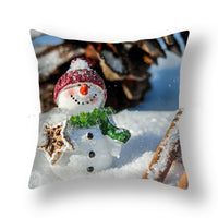 HKM-388627 Christmas Snowman Cushion Cover - Scandinavian Style Polyester Pillowcase 45x45cm