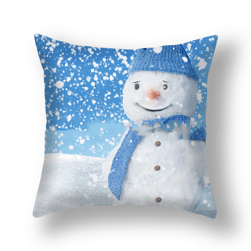 HKM-388627 Christmas Snowman Cushion Cover - Scandinavian Style Polyester Pillowcase 45x45cm