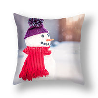 HKM-388627 Christmas Snowman Cushion Cover - Scandinavian Style Polyester Pillowcase 45x45cm