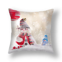 HKM-388627 Christmas Snowman Cushion Cover - Scandinavian Style Polyester Pillowcase 45x45cm