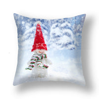 HKM-388627 Christmas Snowman Cushion Cover - Scandinavian Style Polyester Pillowcase 45x45cm