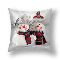 HKM-388627 Christmas Snowman Cushion Cover - Scandinavian Style Polyester Pillowcase 45x45cm