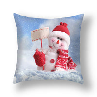 HKM-388627 Christmas Snowman Cushion Cover - Scandinavian Style Polyester Pillowcase 45x45cm