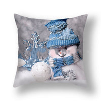 HKM-388627 Christmas Snowman Cushion Cover - Scandinavian Style Polyester Pillowcase 45x45cm