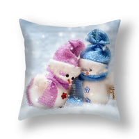 HKM-388627 Christmas Snowman Cushion Cover - Scandinavian Style Polyester Pillowcase 45x45cm