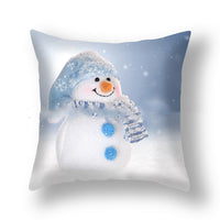 HKM-388627 Christmas Snowman Cushion Cover - Scandinavian Style Polyester Pillowcase 45x45cm