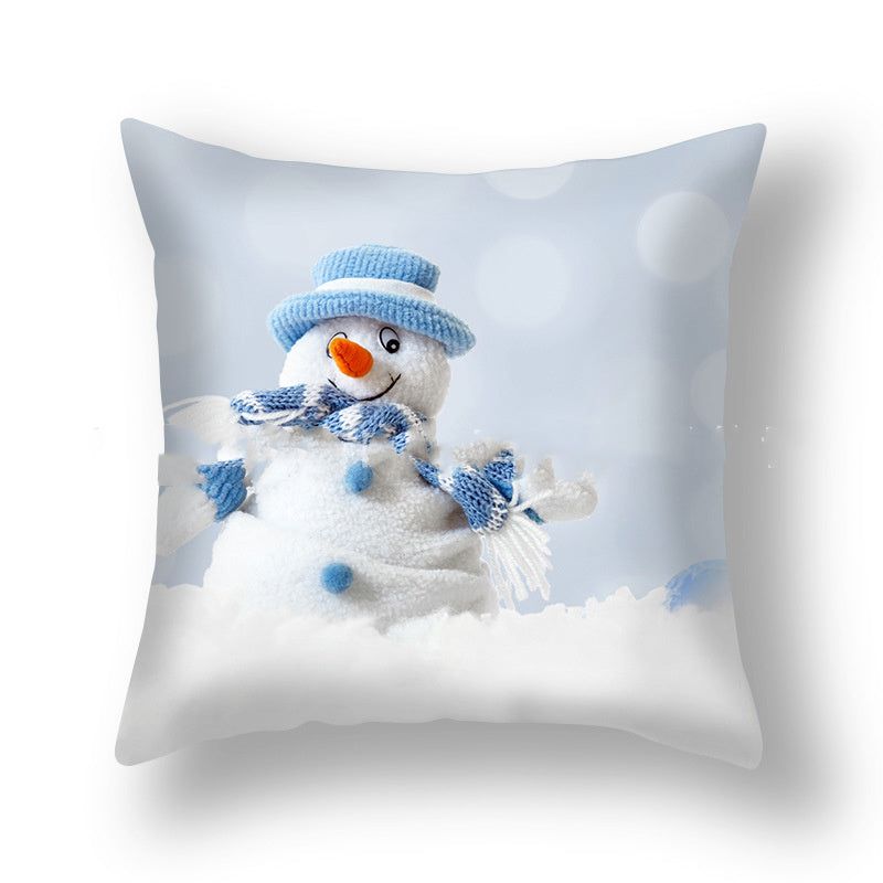 HKM-388627 Christmas Snowman Cushion Cover - Scandinavian Style Polyester Pillowcase 45x45cm