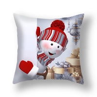 HKM-388627 Christmas Snowman Cushion Cover - Scandinavian Style Polyester Pillowcase 45x45cm