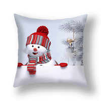 HKM-388627 Christmas Snowman Cushion Cover - Scandinavian Style Polyester Pillowcase 45x45cm