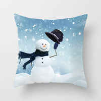 HKM-388627 Christmas Snowman Cushion Cover - Scandinavian Style Polyester Pillowcase 45x45cm