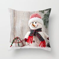 HKM-388627 Christmas Snowman Cushion Cover - Scandinavian Style Polyester Pillowcase 45x45cm