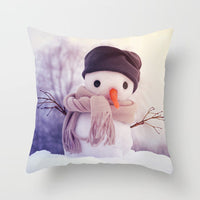 HKM-388627 Christmas Snowman Cushion Cover - Scandinavian Style Polyester Pillowcase 45x45cm