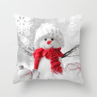HKM-388627 Christmas Snowman Cushion Cover - Scandinavian Style Polyester Pillowcase 45x45cm