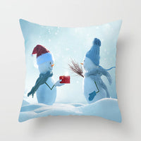 HKM-388627 Christmas Snowman Cushion Cover - Scandinavian Style Polyester Pillowcase 45x45cm