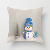 HKM-388627 Christmas Snowman Cushion Cover - Scandinavian Style Polyester Pillowcase 45x45cm