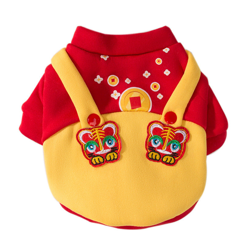 HKM-388819 Cute Cat Fleece Sweater with Tiger Patch for Chinese New Year - Sizes XS to XXL