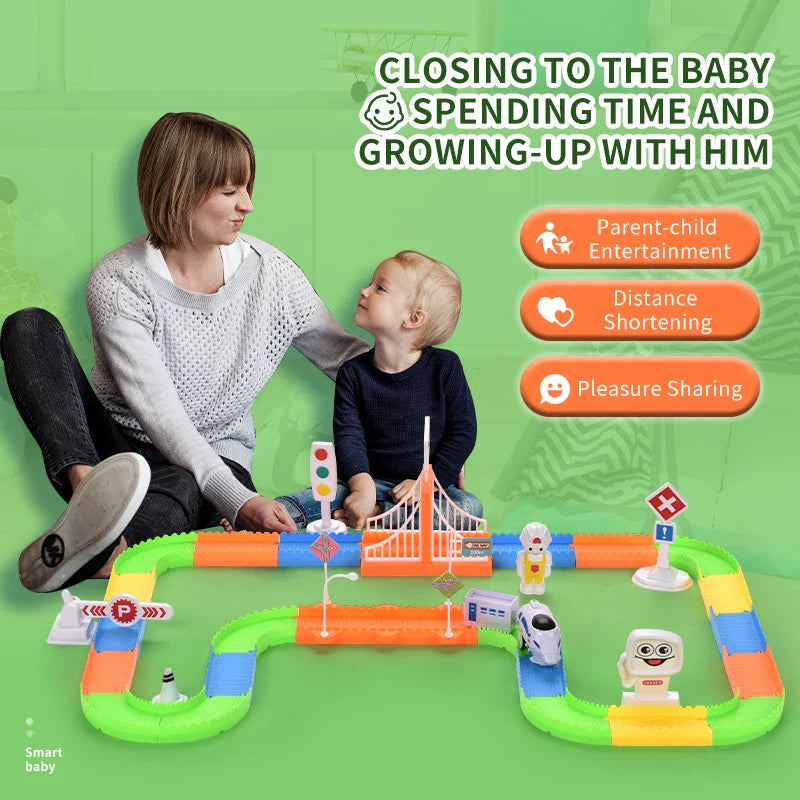 HKM-388819 Electric Train Playset with 51 Pieces for DIY Assembly - Educational Slot Toy for Ages 2 to 4