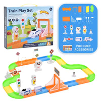 HKM-388819 Electric Train Playset with 51 Pieces for DIY Assembly - Educational Slot Toy for Ages 2 to 4