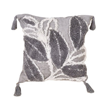 HKM-388947 Leaf-Patterned Tufted Throw Pillowcase for Living Room and Sofa - 45x45 cm Cotton Cushion Cover
