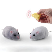 HKM-389139 Remote Control Plush Mouse Toy for Cat Training and Play, Mini Electric Running Toy
