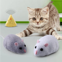HKM-389139 Remote Control Plush Mouse Toy for Cat Training and Play, Mini Electric Running Toy