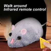 HKM-389139 Remote Control Plush Mouse Toy for Cat Training and Play, Mini Electric Running Toy