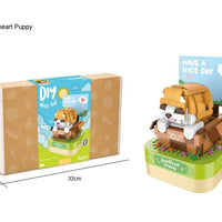 HKM-389203 Interactive Mini Building Blocks Toy Pet Dog Music Box for Ages 2 and Up