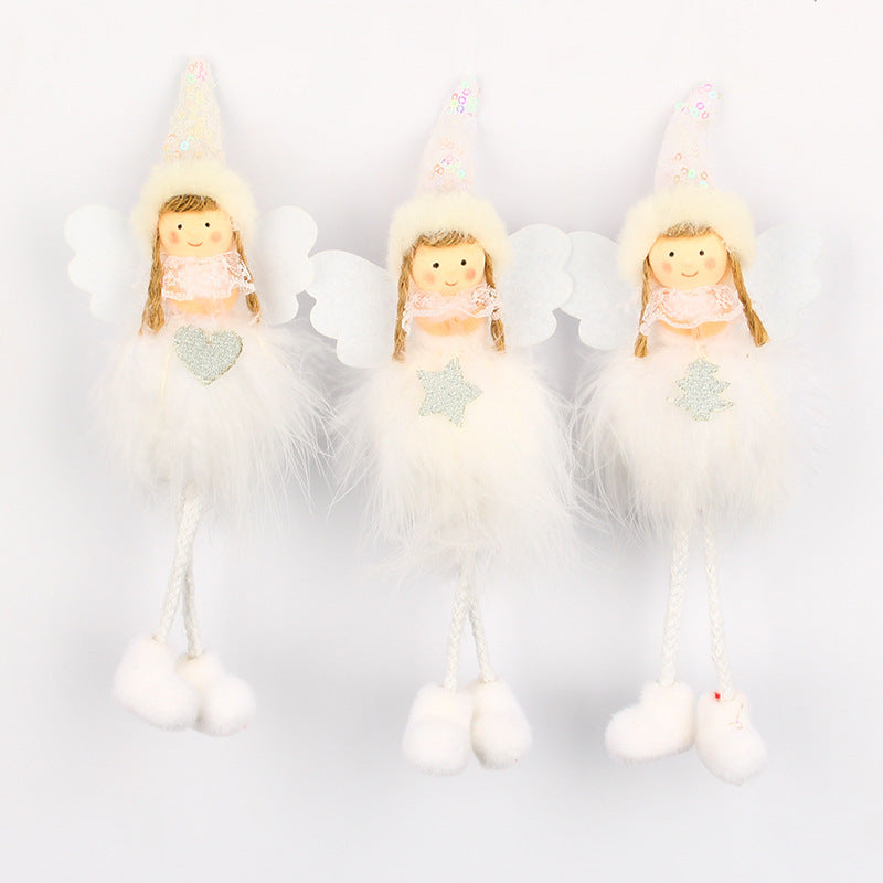 HKM-389331 Plush Angel Girl Doll Christmas Tree Decoration - Long Leg Pendant Ornament