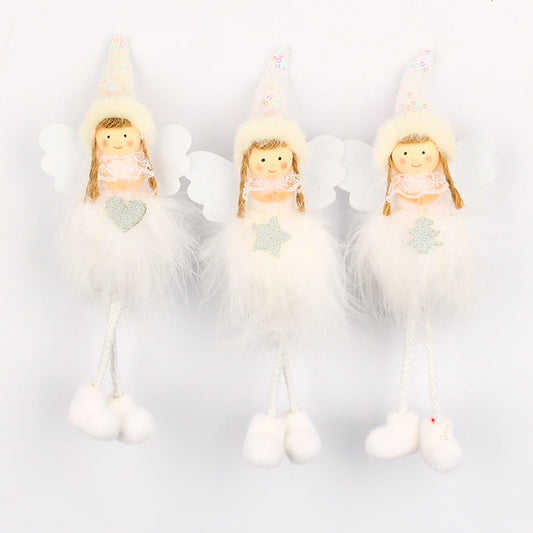 HKM-389331 Plush Angel Girl Doll Christmas Tree Decoration - Long Leg Pendant Ornament