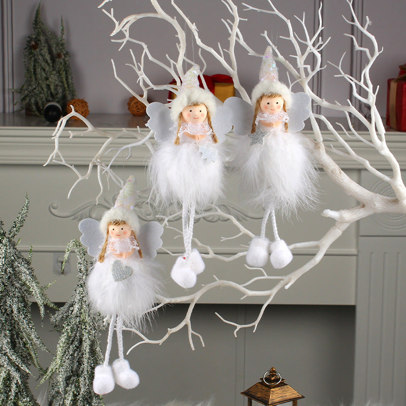 HKM-389331 Plush Angel Girl Doll Christmas Tree Decoration - Long Leg Pendant Ornament