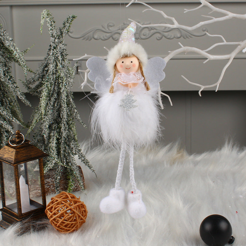 HKM-389331 Plush Angel Girl Doll Christmas Tree Decoration - Long Leg Pendant Ornament