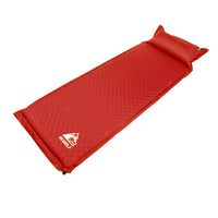 HKM-389395 Automatic Inflatable 5Cm Thick Camping Mattress - Moisture-Proof in Maroon and Army Green