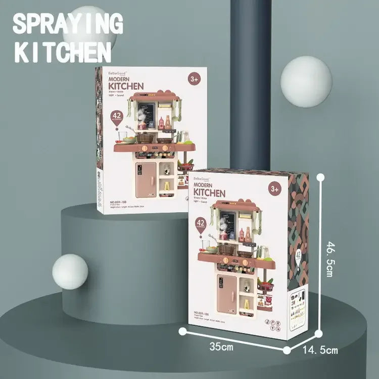 HKM-389395 Mini Kitchen Play Set with 42 Pieces of Cooking Accessories for Kids Ages 2 and Up