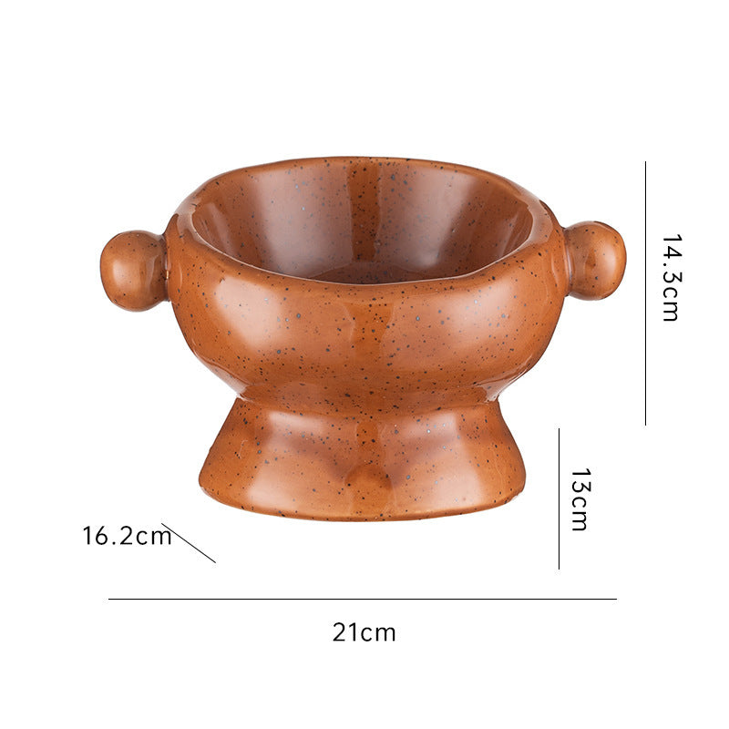 HKM-389587 Flat Mouth Ceramic Cat Bowl in Various Heights and Colors