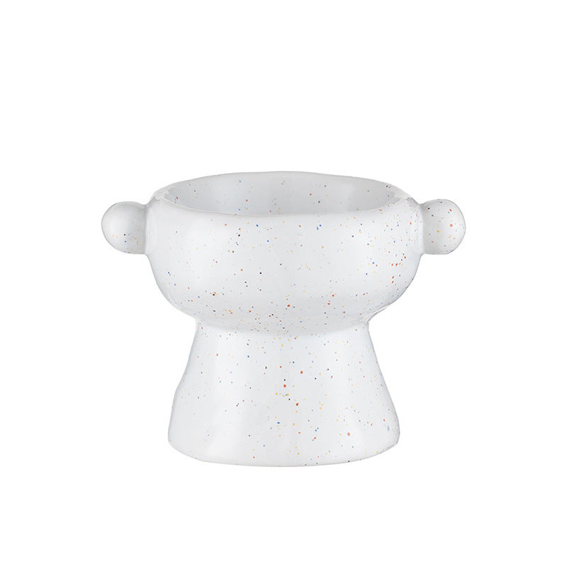 HKM-389587 Flat Mouth Ceramic Cat Bowl in Various Heights and Colors