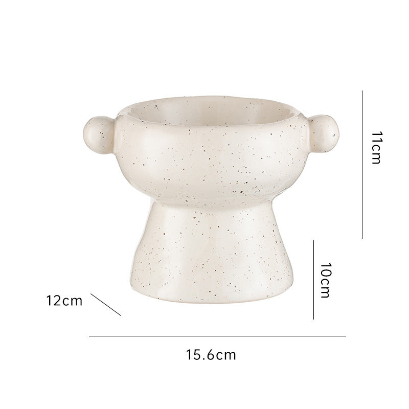HKM-389587 Flat Mouth Ceramic Cat Bowl in Various Heights and Colors