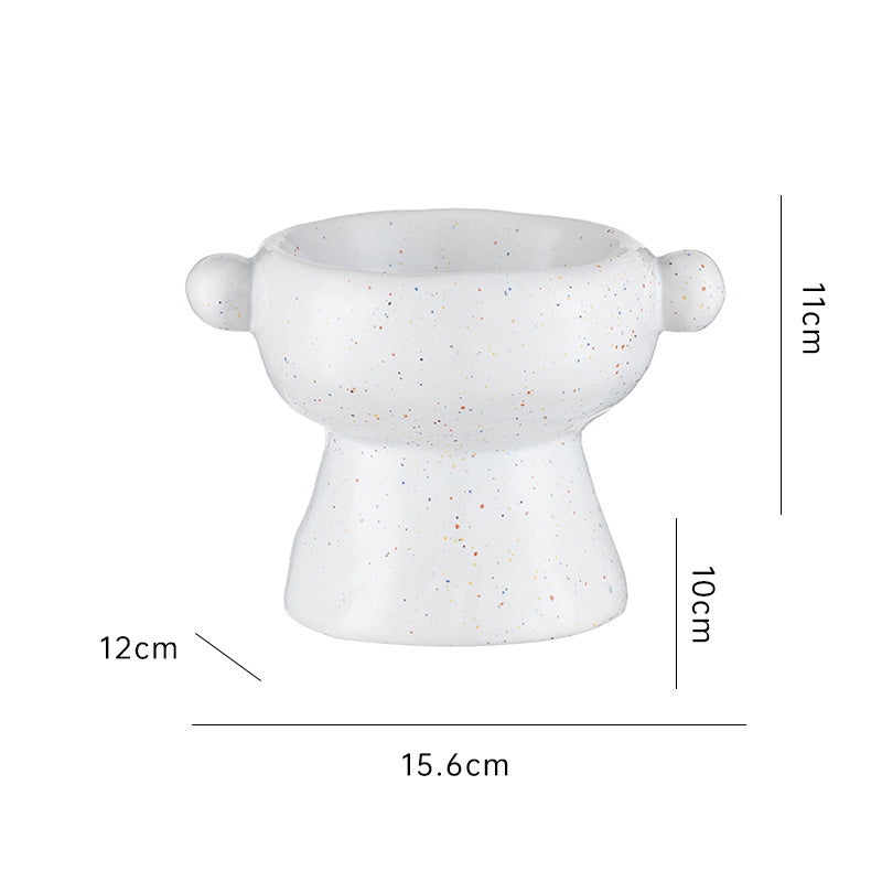 HKM-389587 Flat Mouth Ceramic Cat Bowl in Various Heights and Colors