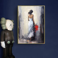 HKM-389651 Hand Painted Oil Canvas Art - Woman in White Dress, Unstretched Wall Decor, Custom Sizes Available
