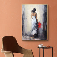 HKM-389651 Hand Painted Oil Canvas Art - Woman in White Dress, Unstretched Wall Decor, Custom Sizes Available