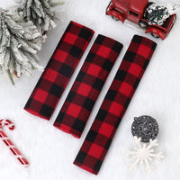 HKM-389843 Festive Black and Red Plaid Refrigerator Door Handle Covers - Set of 3