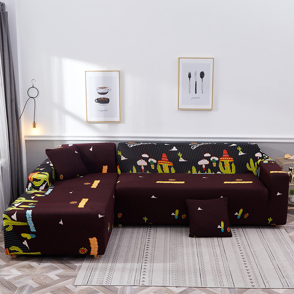 HKM-390099 Geometric Pattern Polyester Sofa Slipcover for Double Seat Sofas 145-185cm