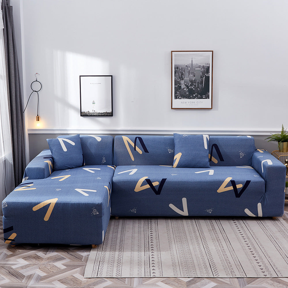 HKM-390099 Geometric Pattern Polyester Sofa Slipcover for Double Seat Sofas 145-185cm