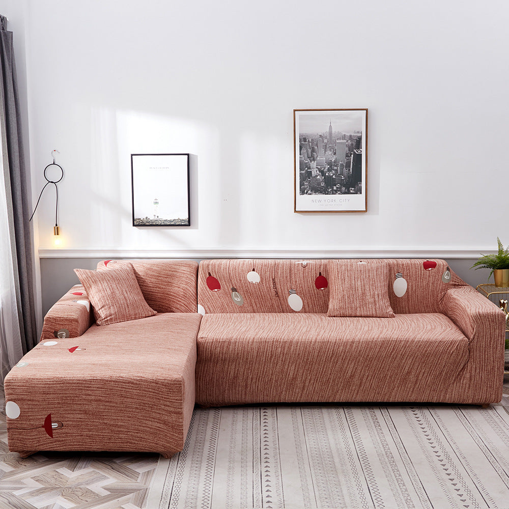HKM-390099 Geometric Pattern Polyester Sofa Slipcover for Double Seat Sofas 145-185cm