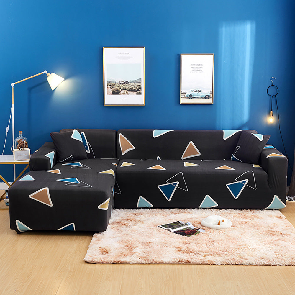HKM-390099 Geometric Pattern Polyester Sofa Slipcover for Double Seat Sofas 145-185cm