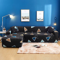 HKM-390099 Geometric Pattern Polyester Sofa Slipcover for Double Seat Sofas 145-185cm