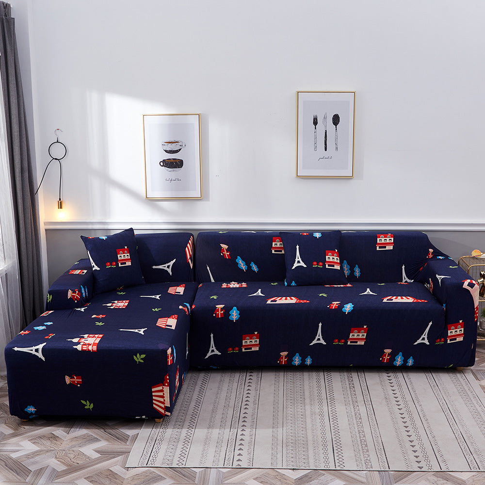 HKM-390099 Geometric Pattern Polyester Sofa Slipcover for Double Seat Sofas 145-185cm