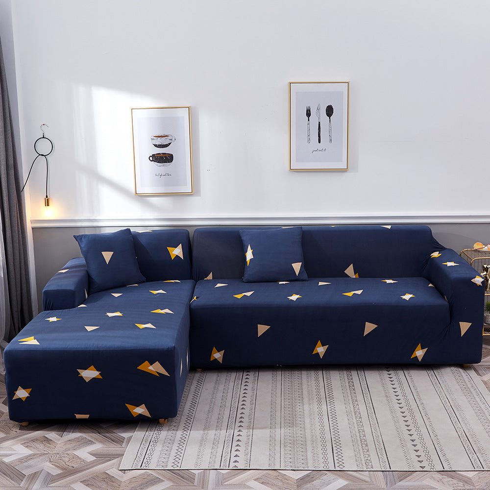 HKM-390099 Geometric Pattern Polyester Sofa Slipcover for Double Seat Sofas 145-185cm
