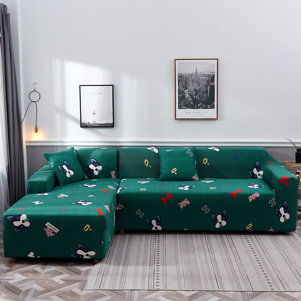 HKM-390099 Geometric Pattern Polyester Sofa Slipcover for Double Seat Sofas 145-185cm