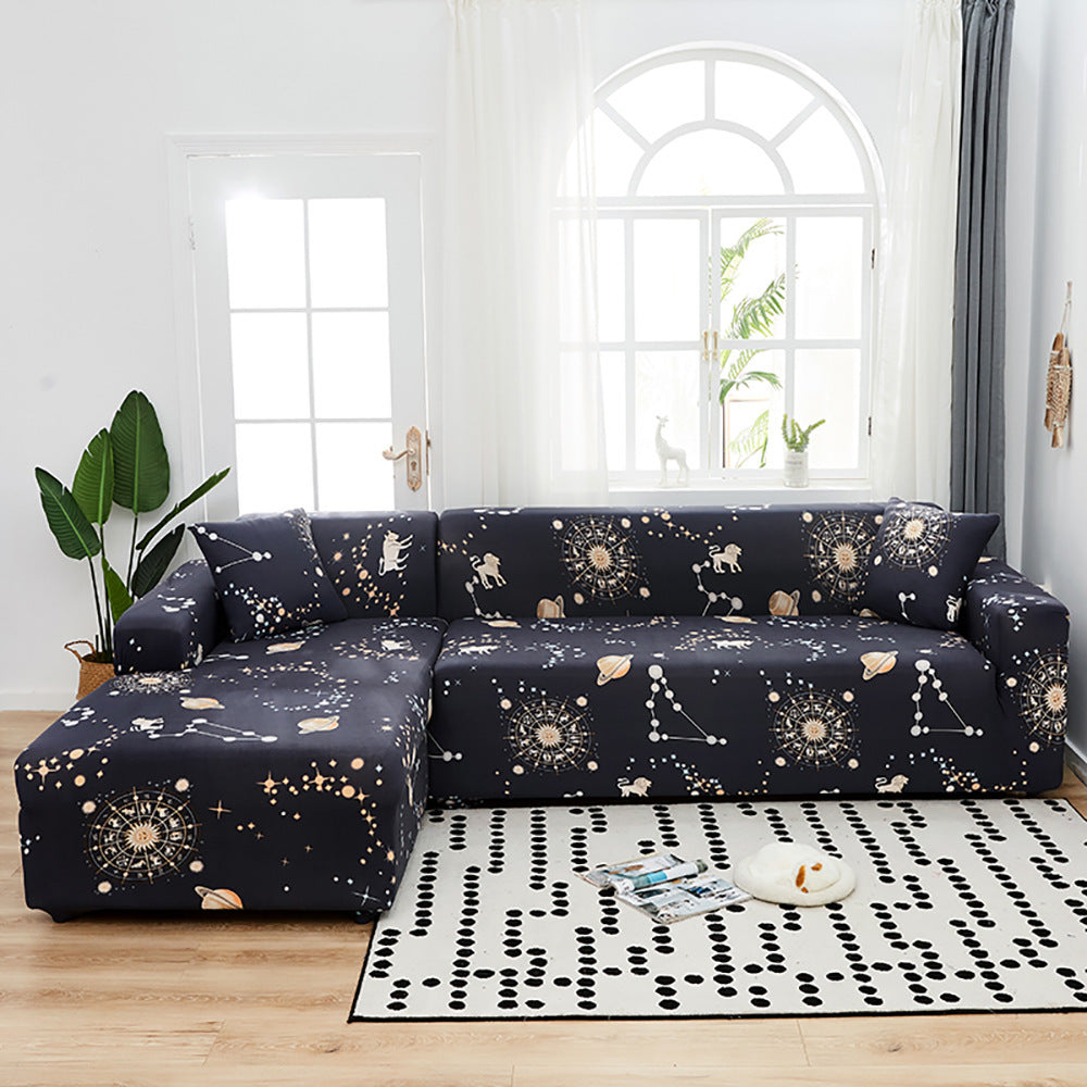 HKM-390099 Geometric Pattern Polyester Sofa Slipcover for Double Seat Sofas 145-185cm